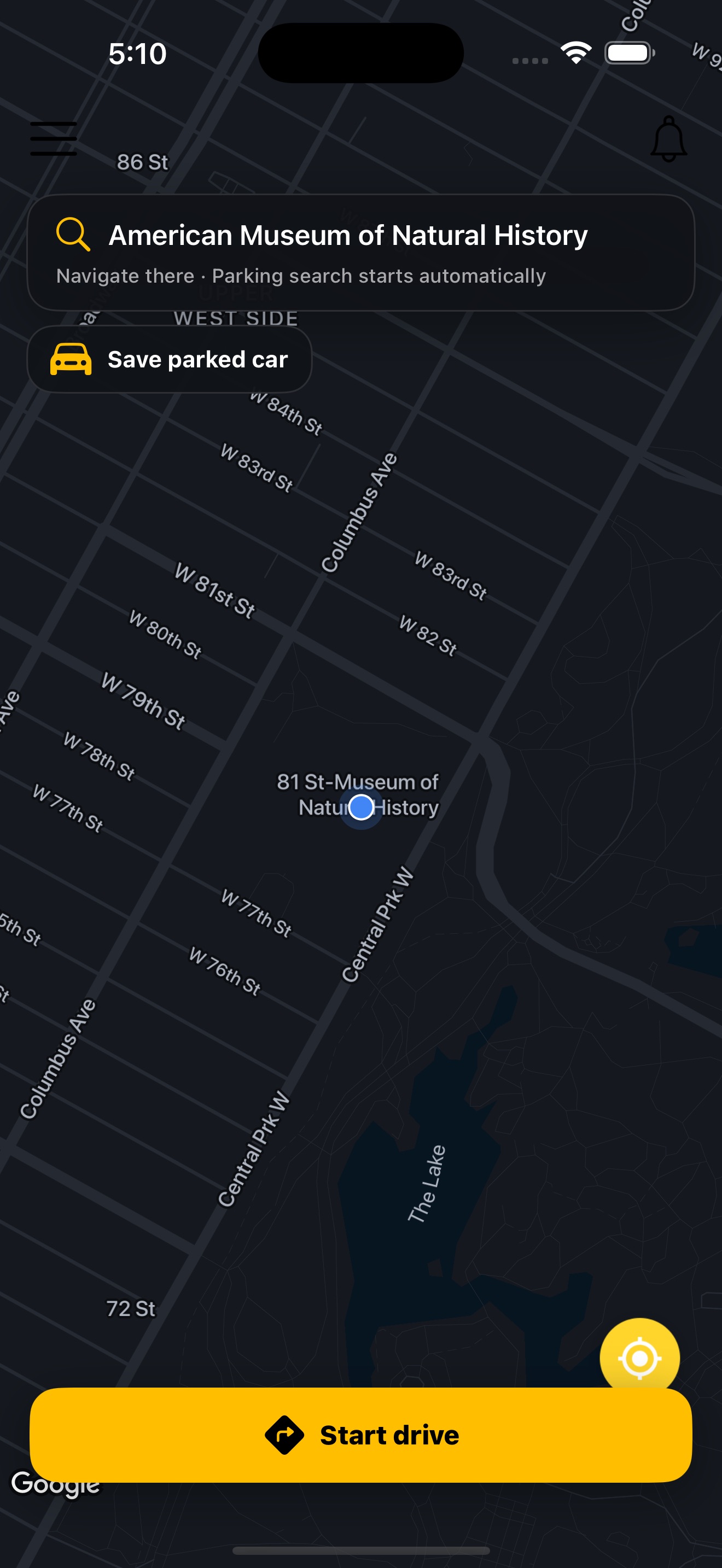 ParkSwap live NYC parking map on iPhone