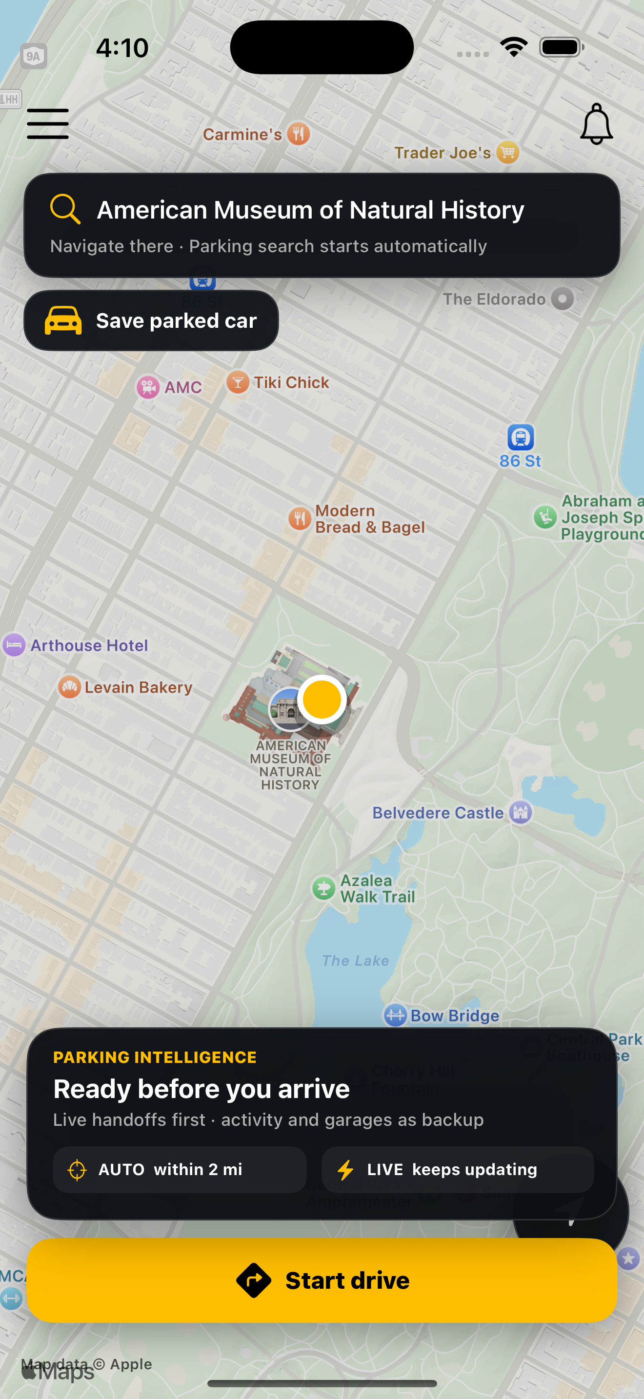ParkSwap destination setup at the American Museum of Natural History